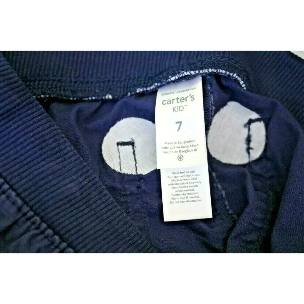 NWT Carters Boys Navy Blue Play Proof Reinforced Knee Pants Youth Size 7